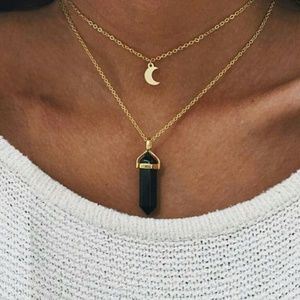 New Style Double Layer Moon Pendant&Neckalce